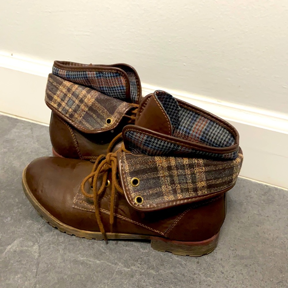 Dark brown combat boots